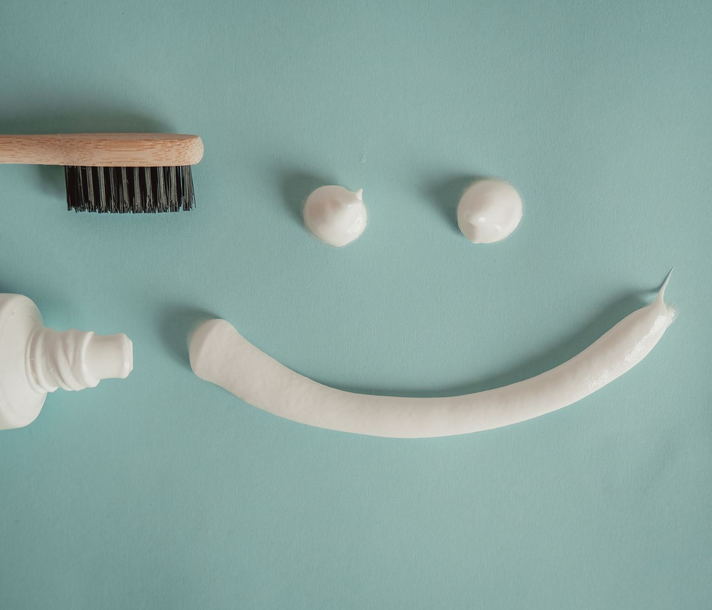 Toothpaste arranged in a smile